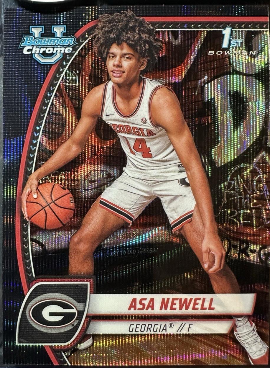 2024 Bowman Chrome University Asa Newell [Black Wave Refractor] #8 card