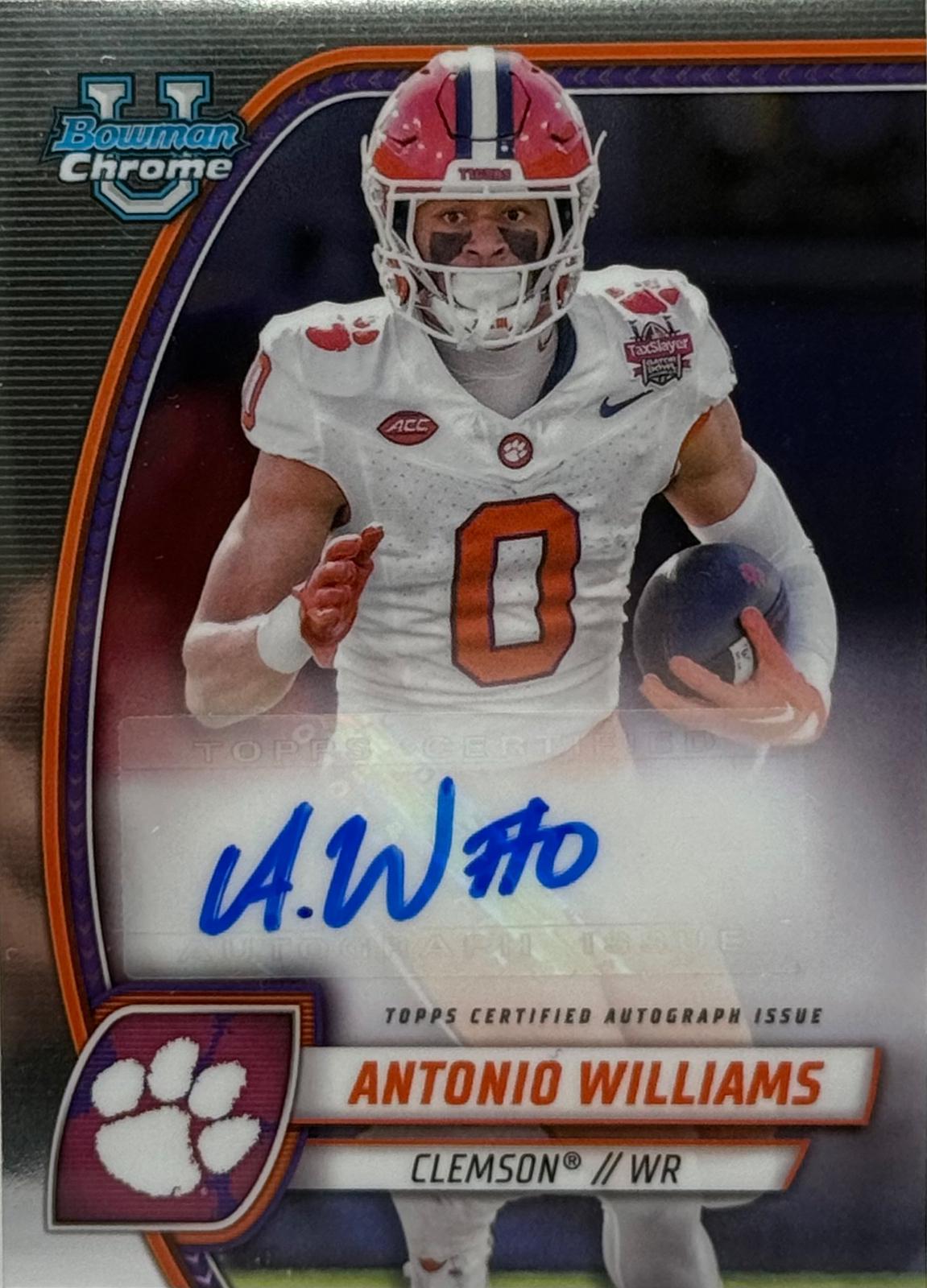 2024 Bowman Chrome University Prospect Autograph Antonio Williams #PA-AWI card