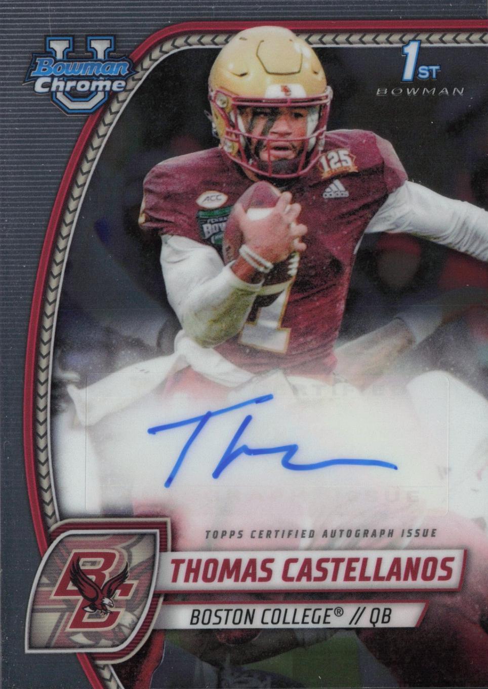2024 Bowman Chrome University Prospect Autograph Thomas Castellanos #PA-TCA card