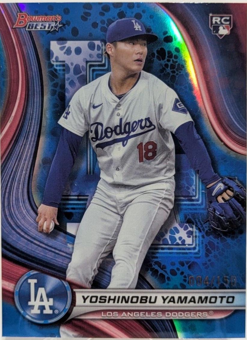 2024 Bowman's Best Yoshinobu Yamamoto [Blue Refractor] #34 card