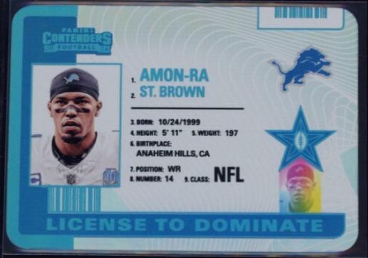 2024 Panini Contenders License to Dominate Amon-Ra St. Brown #21 card