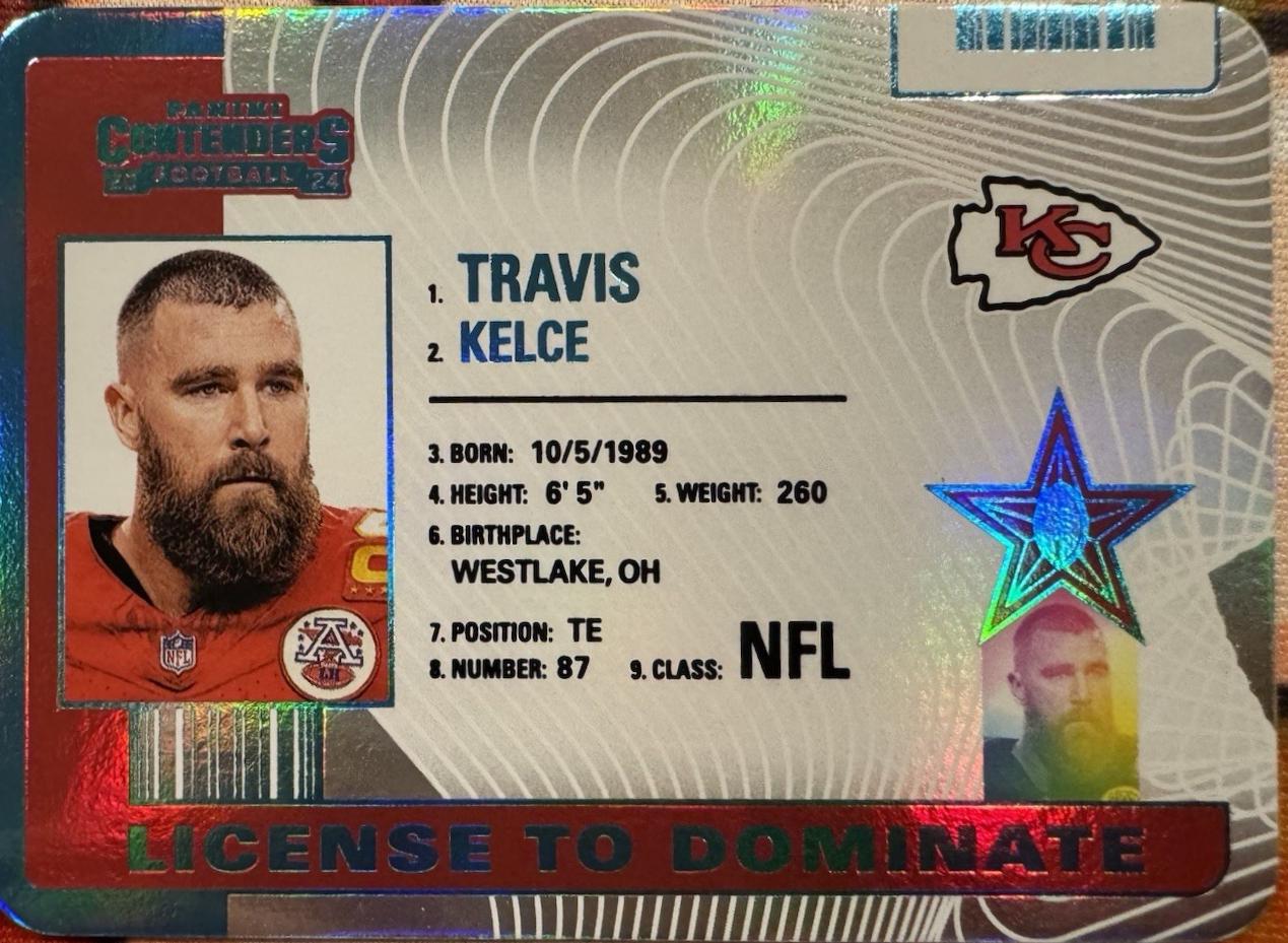 2024 Panini Contenders License to Dominate Travis Kelce #15 card