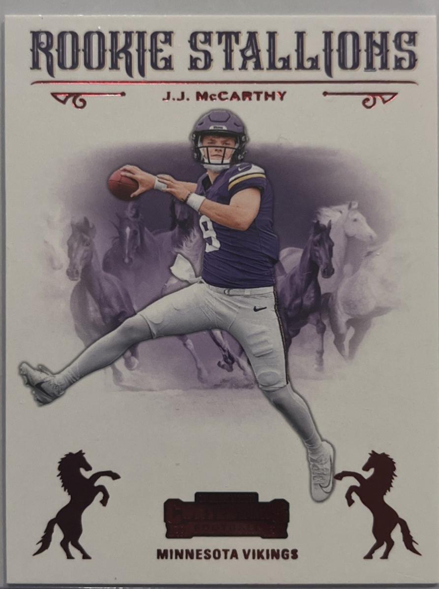 2024 Panini Contenders Rookie Stallions J.J. McCarthy [Red] #9 card