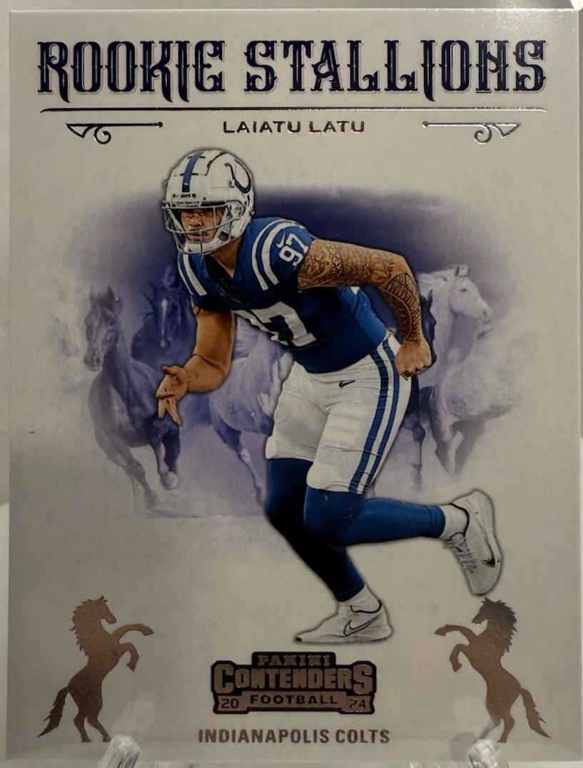 2024 Panini Contenders Rookie Stallions Laiatu Latu #25 card
