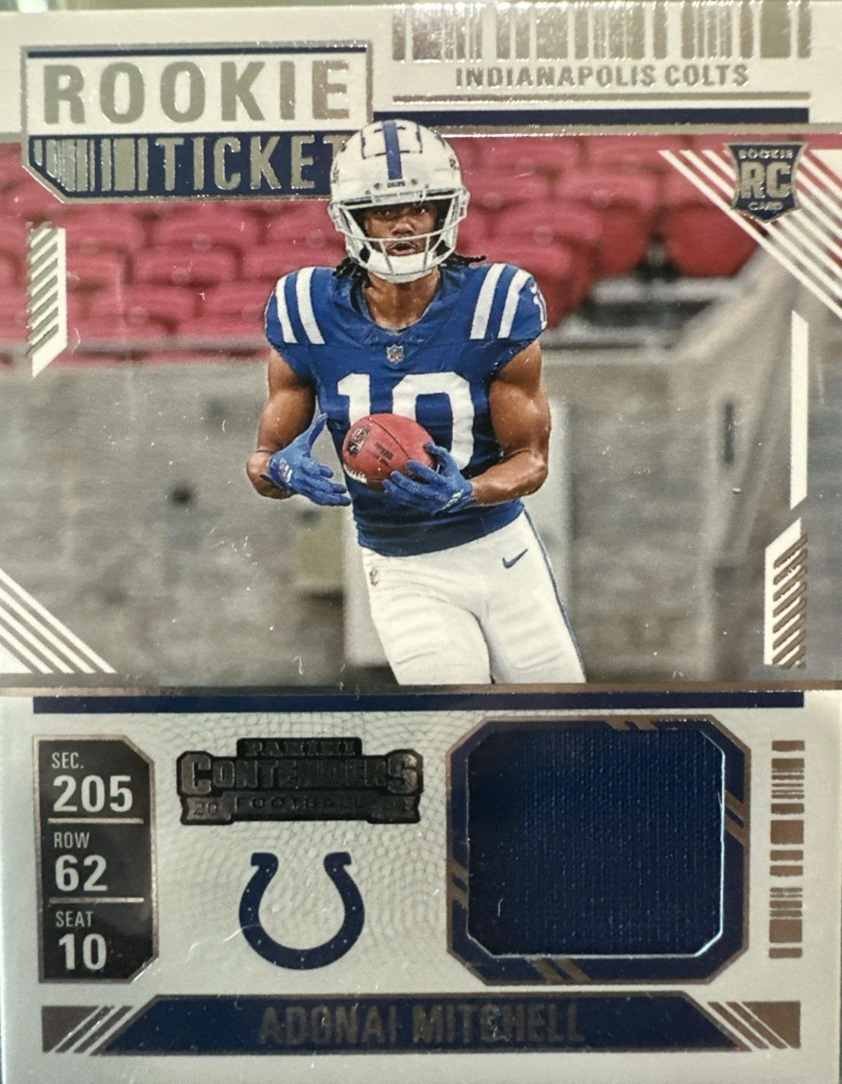 2024 Panini Contenders Rookie Ticket Swatch Adonai Mitchell #RTS-AML card