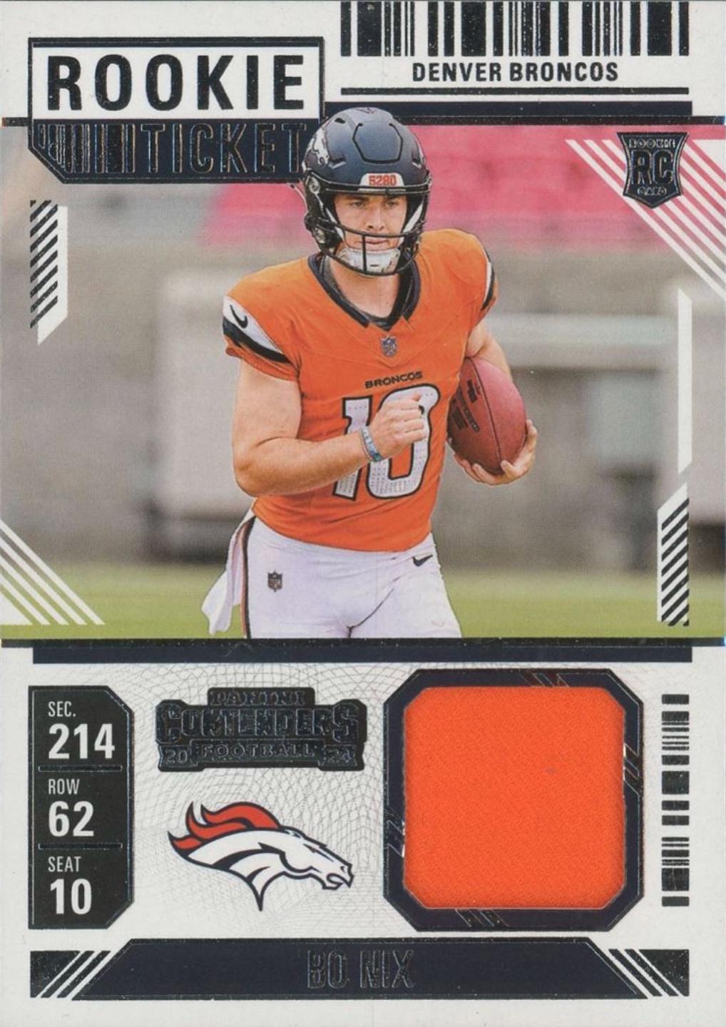 2024 Panini Contenders Rookie Ticket Swatch Bo Nix #RTS-BNX card
