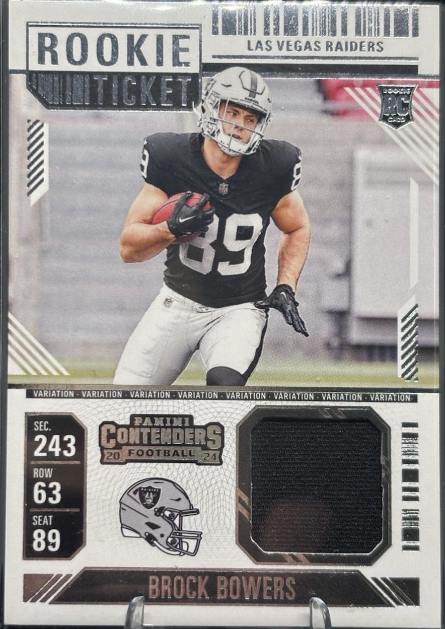 2024 Panini Contenders Rookie Ticket Swatch Brock Bowers [Variation] #RTS-BBS card