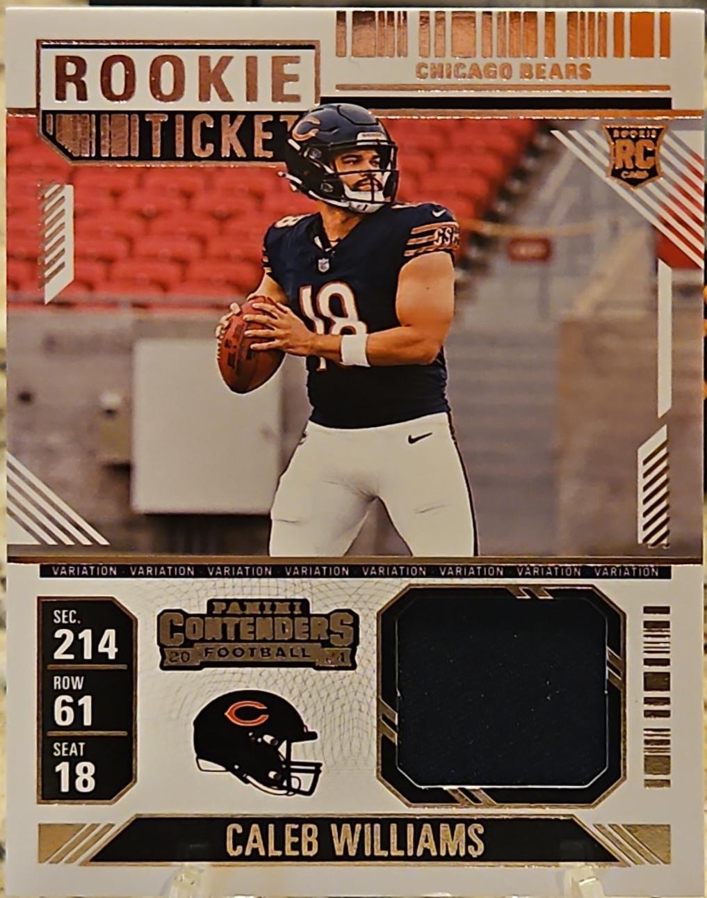 2024 Panini Contenders Rookie Ticket Swatch Caleb Williams [Variation] #RTS-CWS card