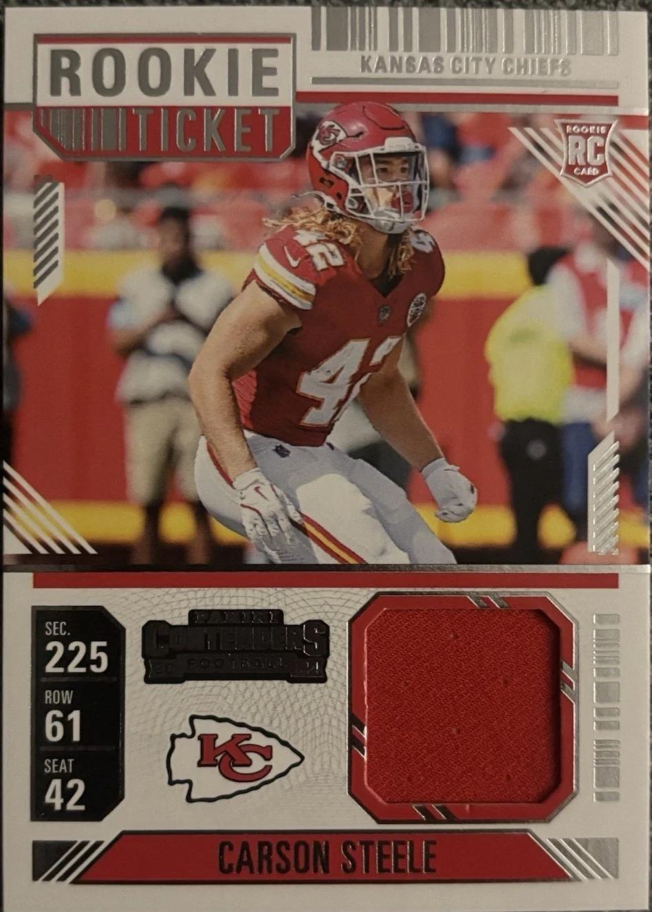 2024 Panini Contenders Rookie Ticket Swatch Carson Steele #RTS-CSE card