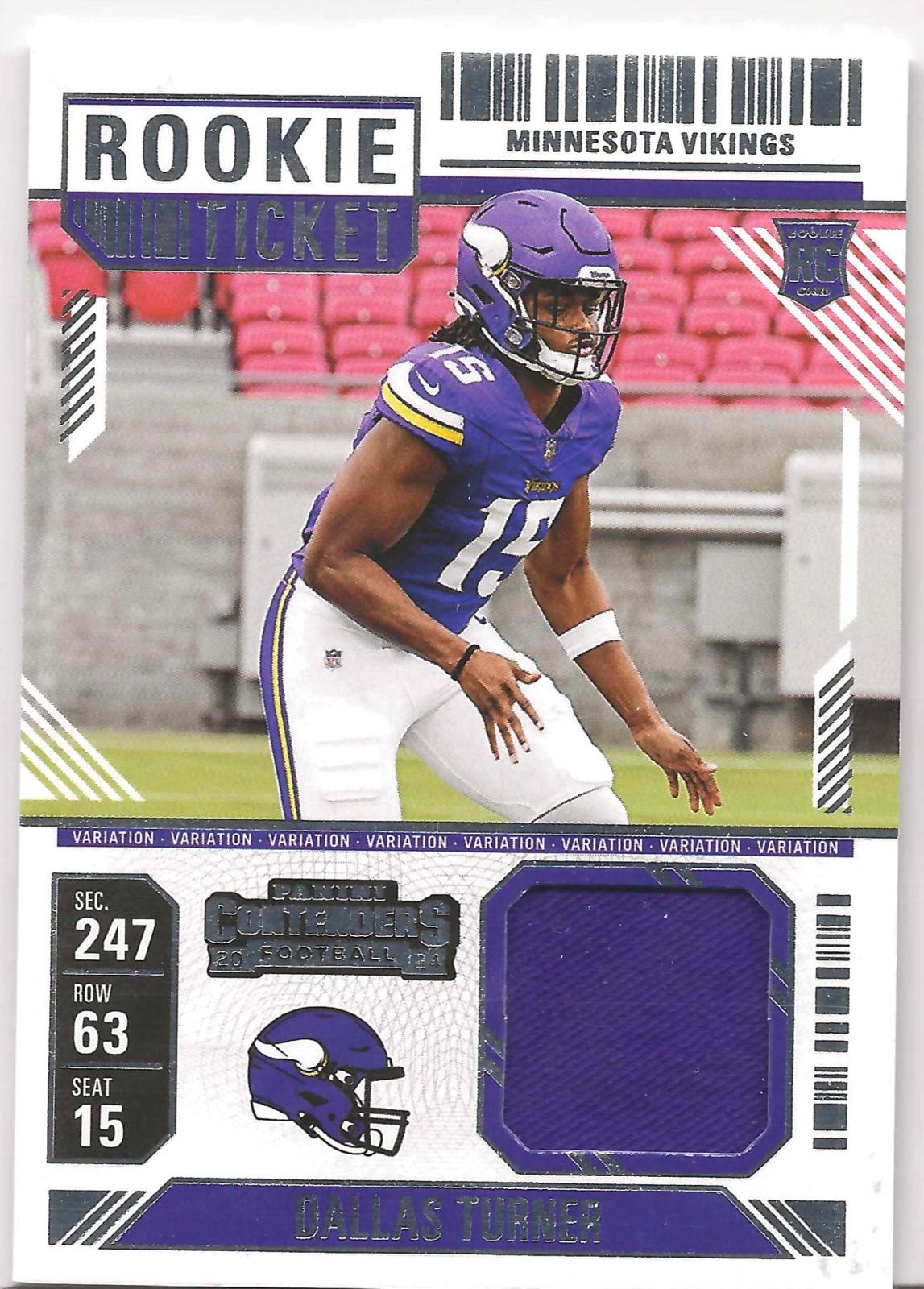2024 Panini Contenders Rookie Ticket Swatch Dallas Turner [Variation] #RTS-DTR card