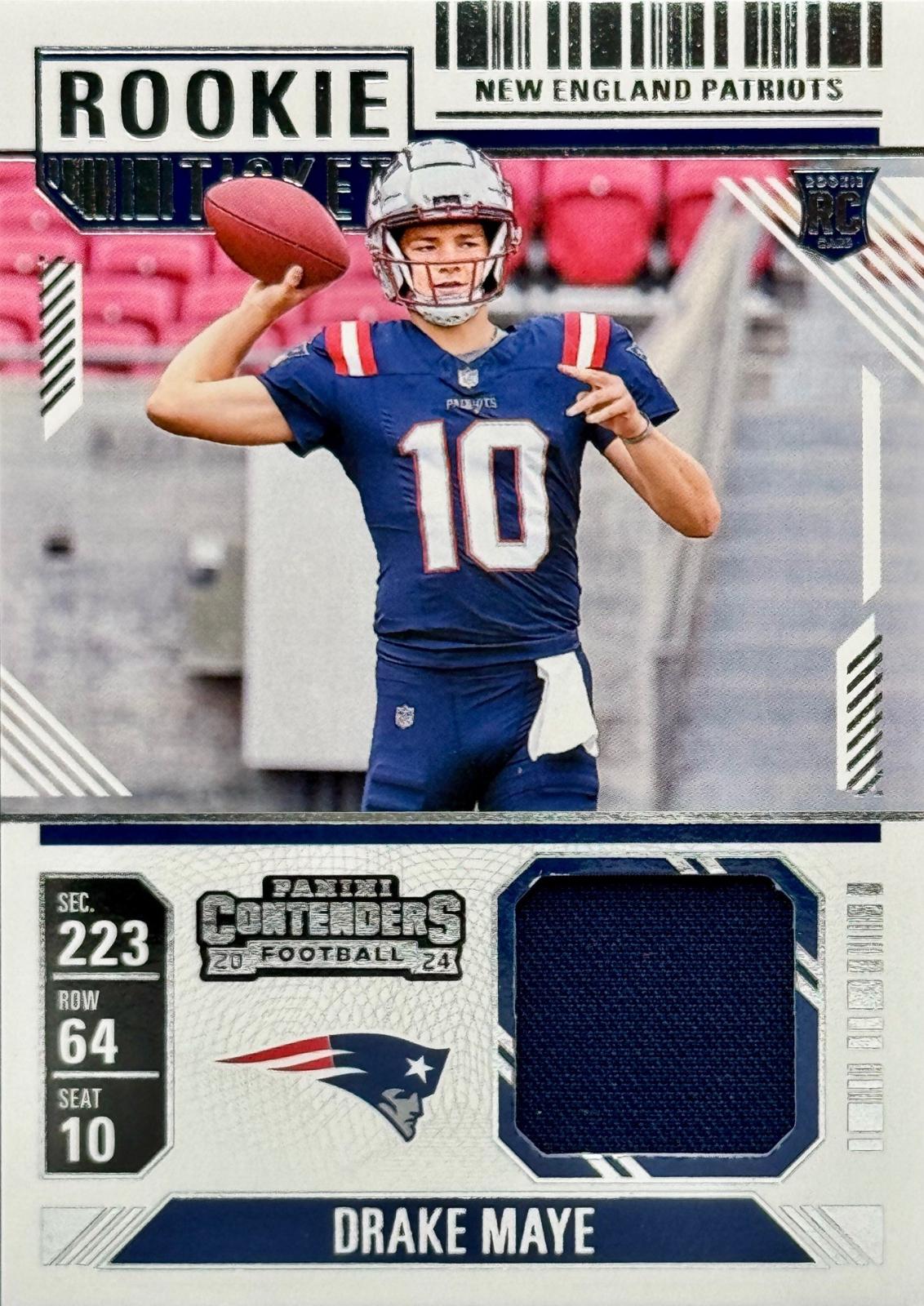 2024 Panini Contenders Rookie Ticket Swatch Drake Maye #RTS-DME card