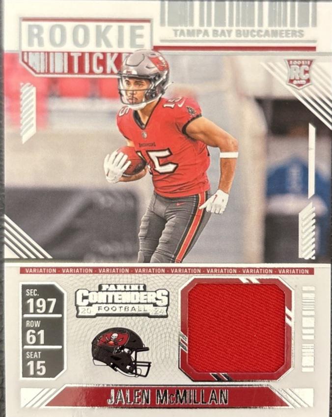 2024 Panini Contenders Rookie Ticket Swatch Jalen McMillan [Variation] #RTS-JMN card