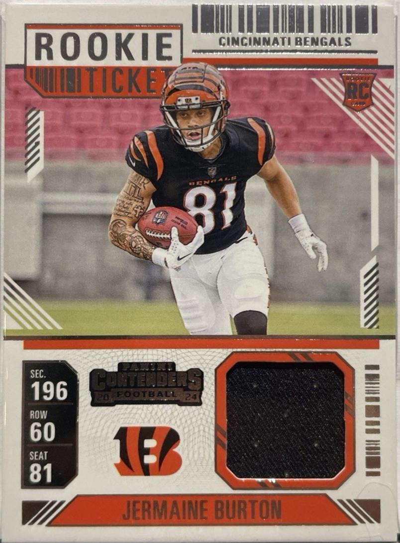 2024 Panini Contenders Rookie Ticket Swatch Jermaine Burton #RTS-JBN card