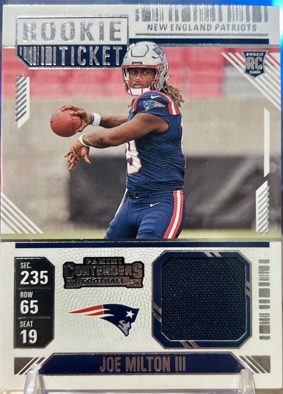 2024 Panini Contenders Rookie Ticket Swatch Joe Milton III #RTS-JMN card