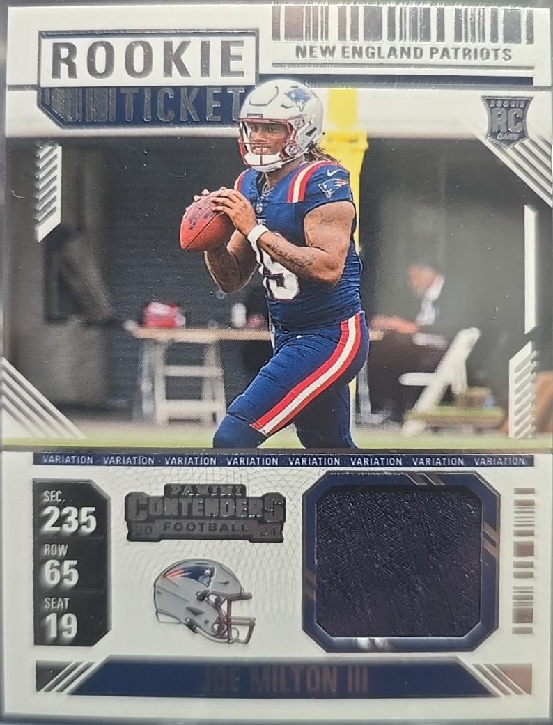 2024 Panini Contenders Rookie Ticket Swatch Joe Milton III [Variation] #RTS-JMN card