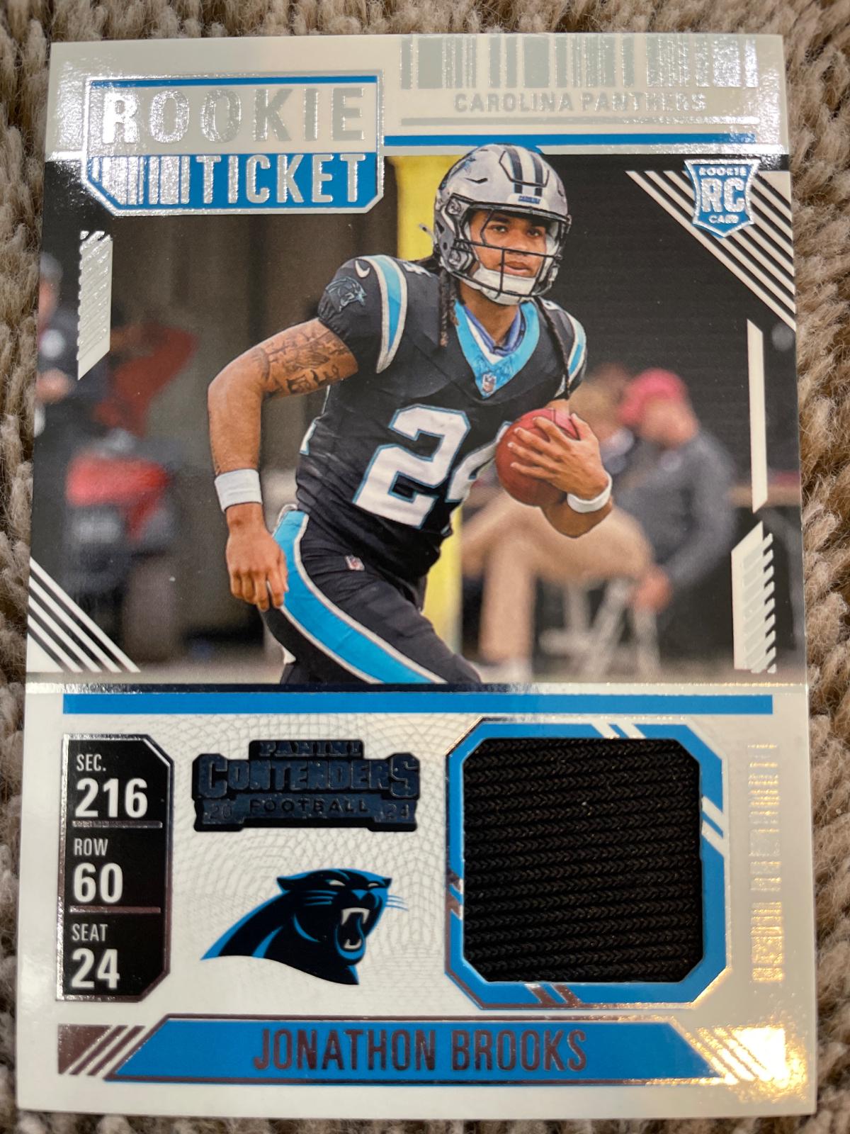 2024 Panini Contenders Rookie Ticket Swatch Jonathon Brooks #RTS-JBS card