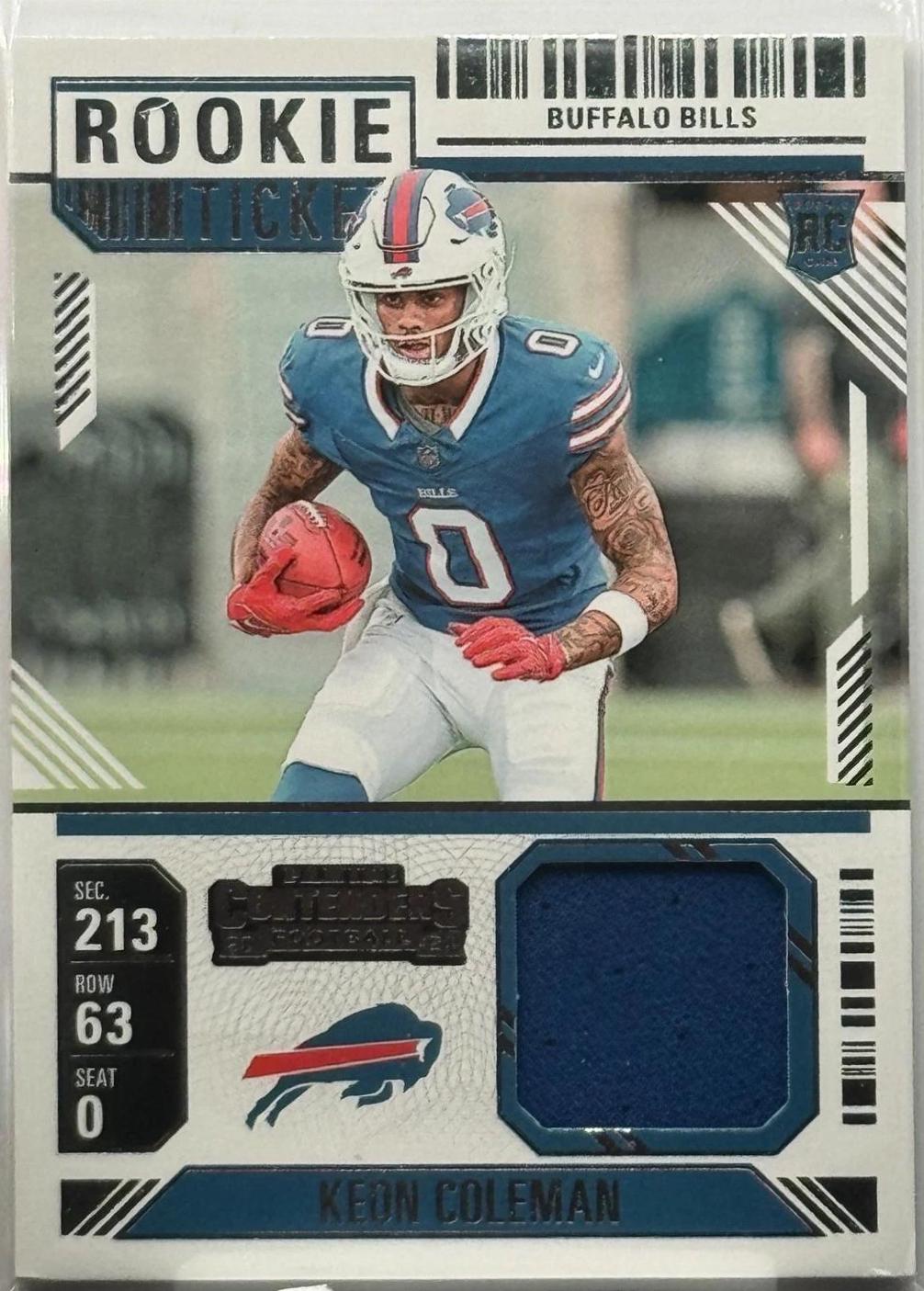 2024 Panini Contenders Rookie Ticket Swatch Keon Coleman #RTS-KCN card