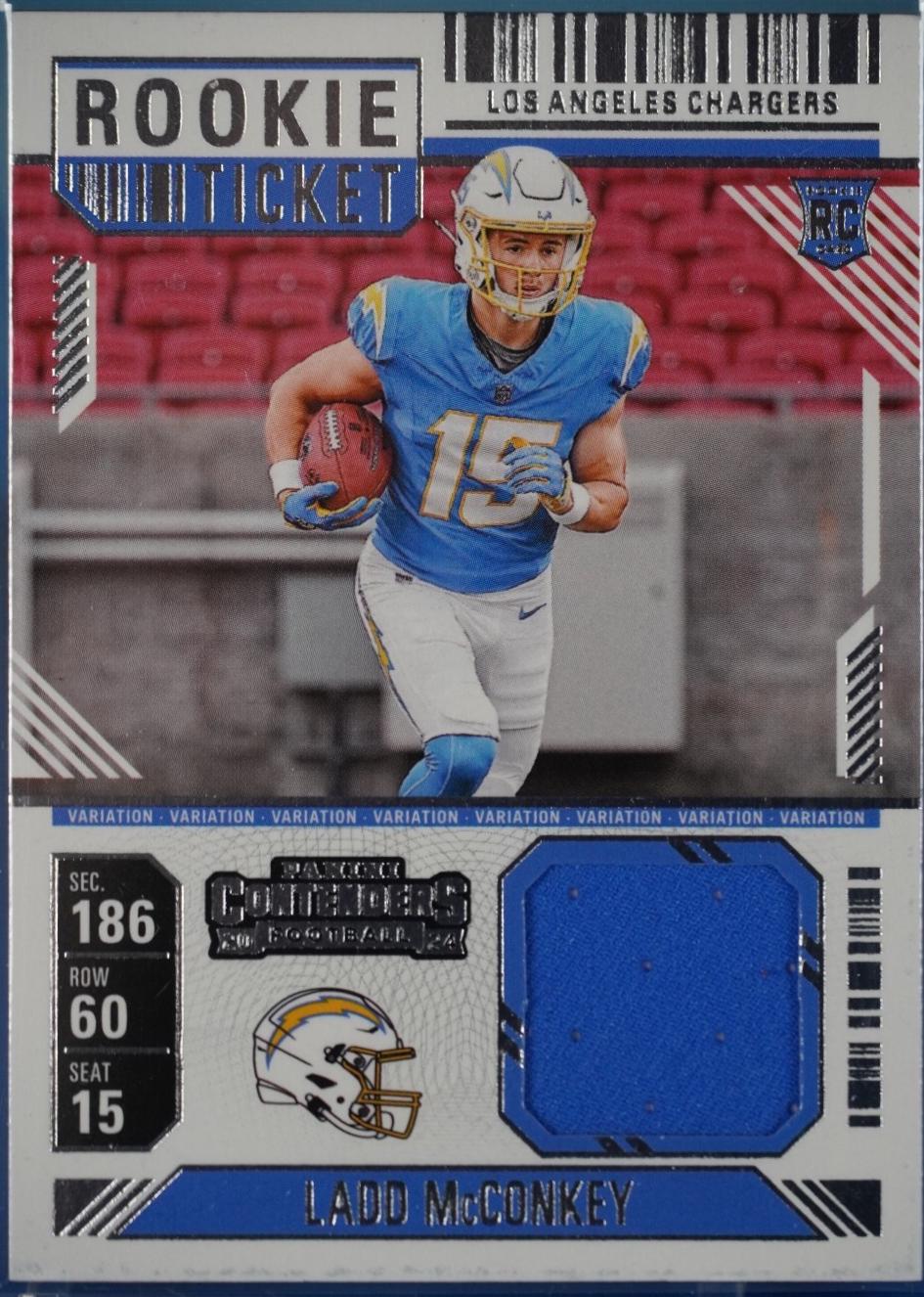 2024 Panini Contenders Rookie Ticket Swatch Ladd McConkey #RTS-LMY card