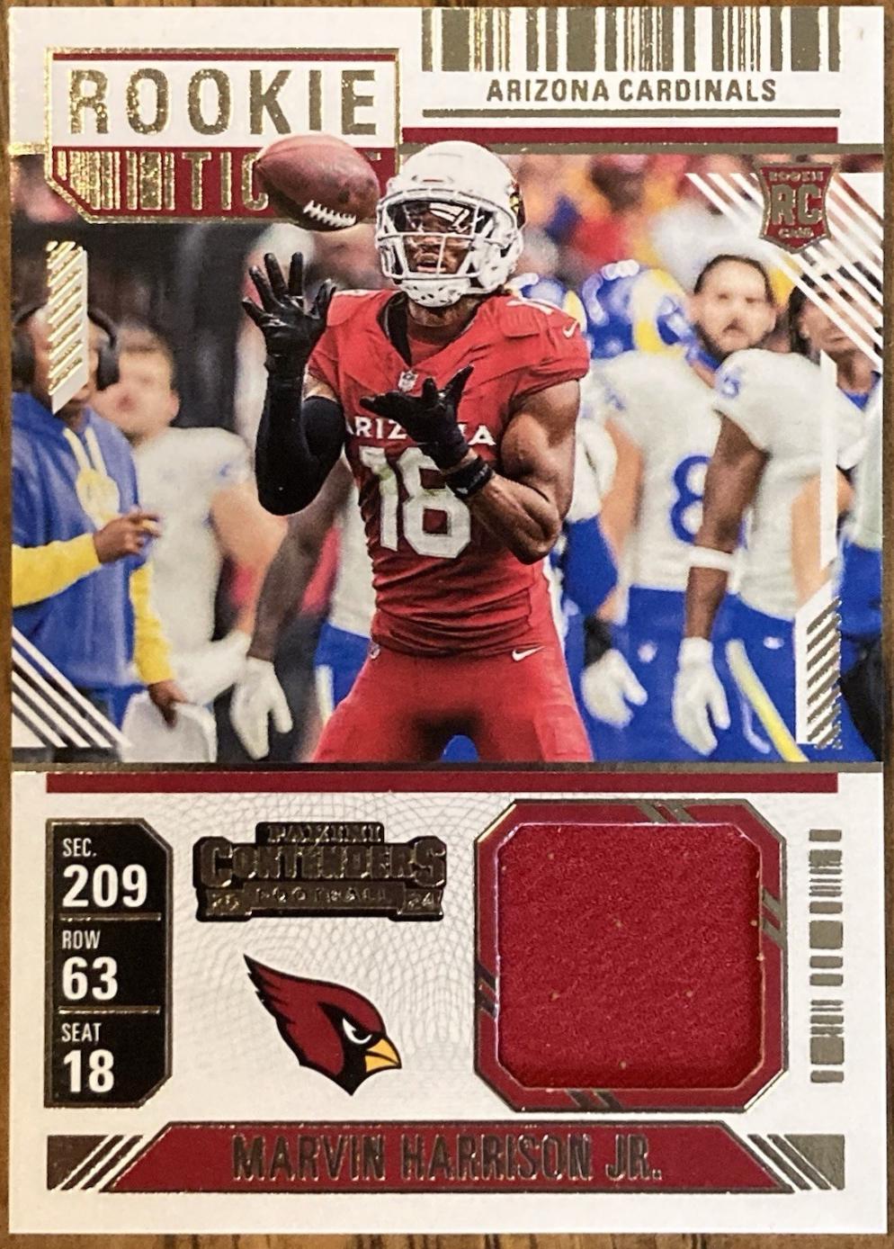 2024 Panini Contenders Rookie Ticket Swatch Marvin Harrison Jr. #RTS-MHJ card