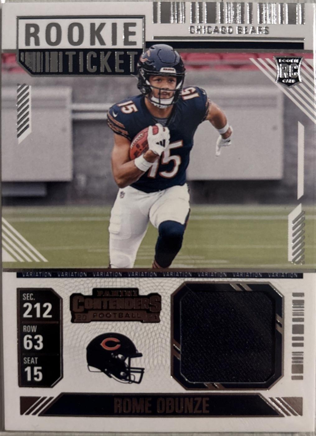 2024 Panini Contenders Rookie Ticket Swatch Rome Odunze [Variation] #RTS-ROE card