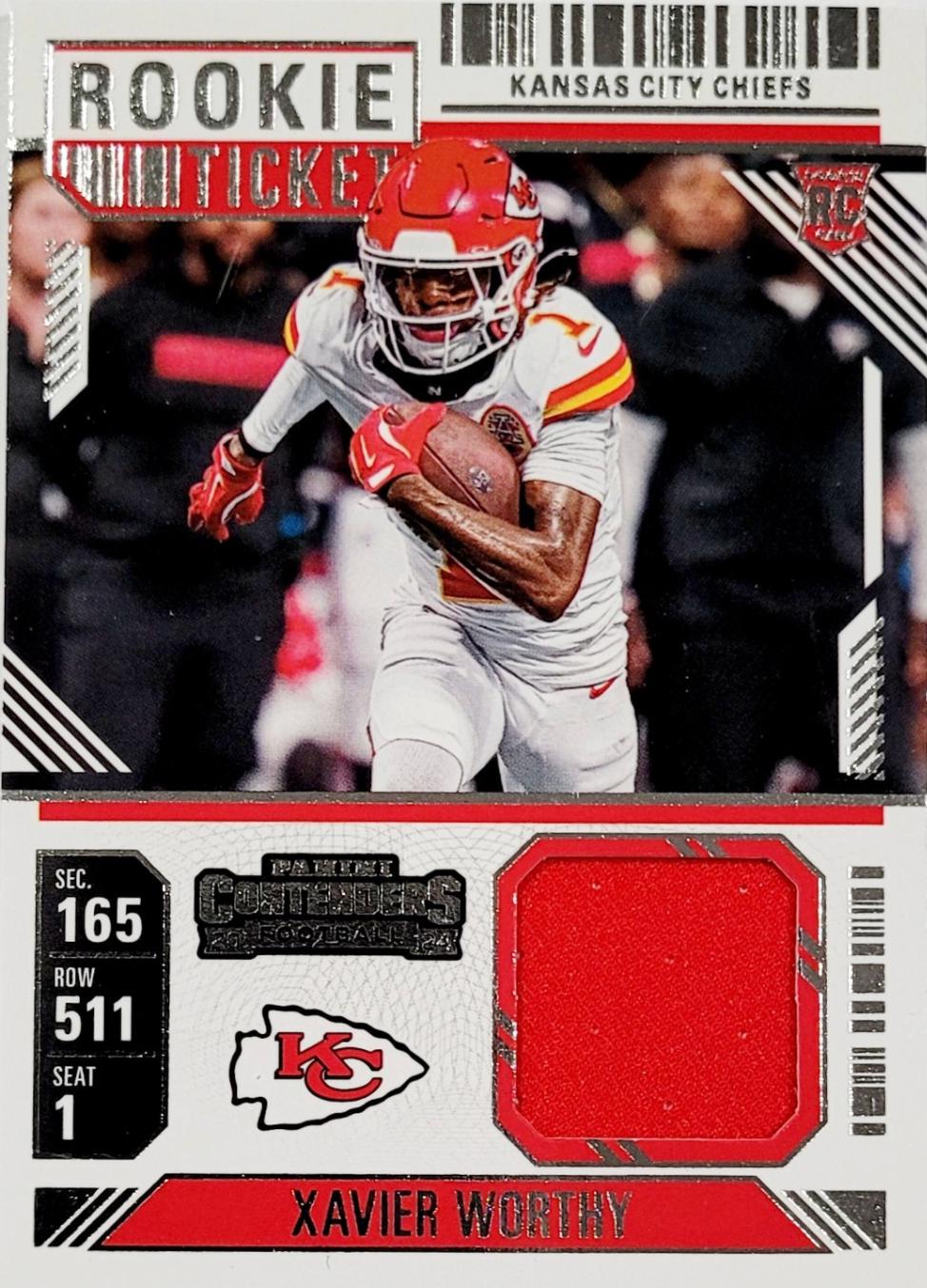 2024 Panini Contenders Rookie Ticket Swatch Xavier Worthy #RTS-XWY card