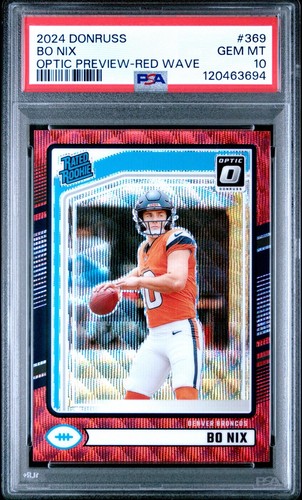2024 Panini Donruss Bo Nix [Red Wave Optic Preview] #369 card
