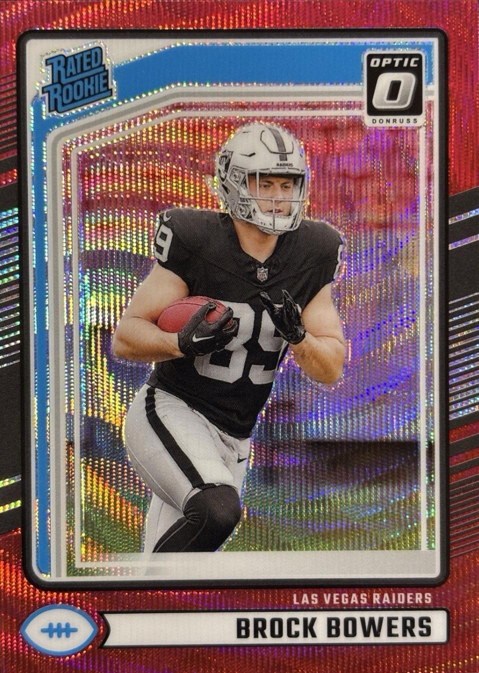 2024 Panini Donruss Brock Bowers [Red Wave Optic Preview Holo] #394 card