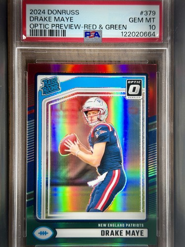 2024 Panini Donruss Drake Maye [Red Green Optic Preview] #379 card