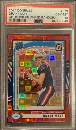 2024 Panini Donruss Drake Maye [Red Pandora Optic] #379 card
