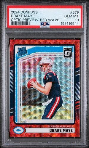 2024 Panini Donruss Drake Maye [Red Wave Optic Preview] #379 card