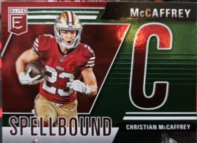 2024 Panini Donruss Elite Spellbound Christian McCaffrey [Green] #14 card