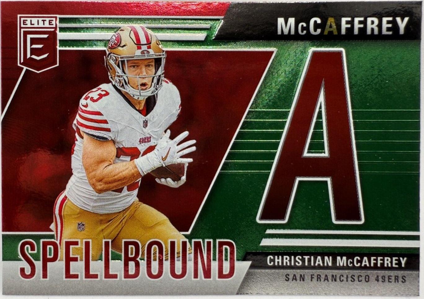 2024 Panini Donruss Elite Spellbound Christian McCaffrey [Green] #15 card