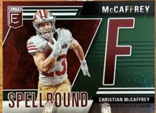 2024 Panini Donruss Elite Spellbound Christian McCaffrey [Green] #16 card