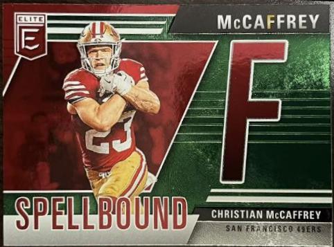 2024 Panini Donruss Elite Spellbound Christian McCaffrey [Green] #17 card