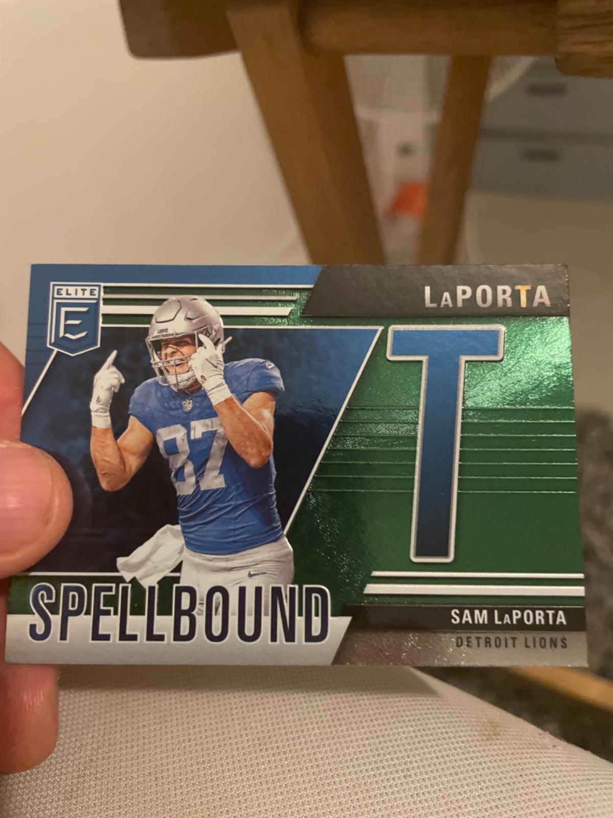 2024 Panini Donruss Elite Spellbound Sam LaPorta [Green] #10 card