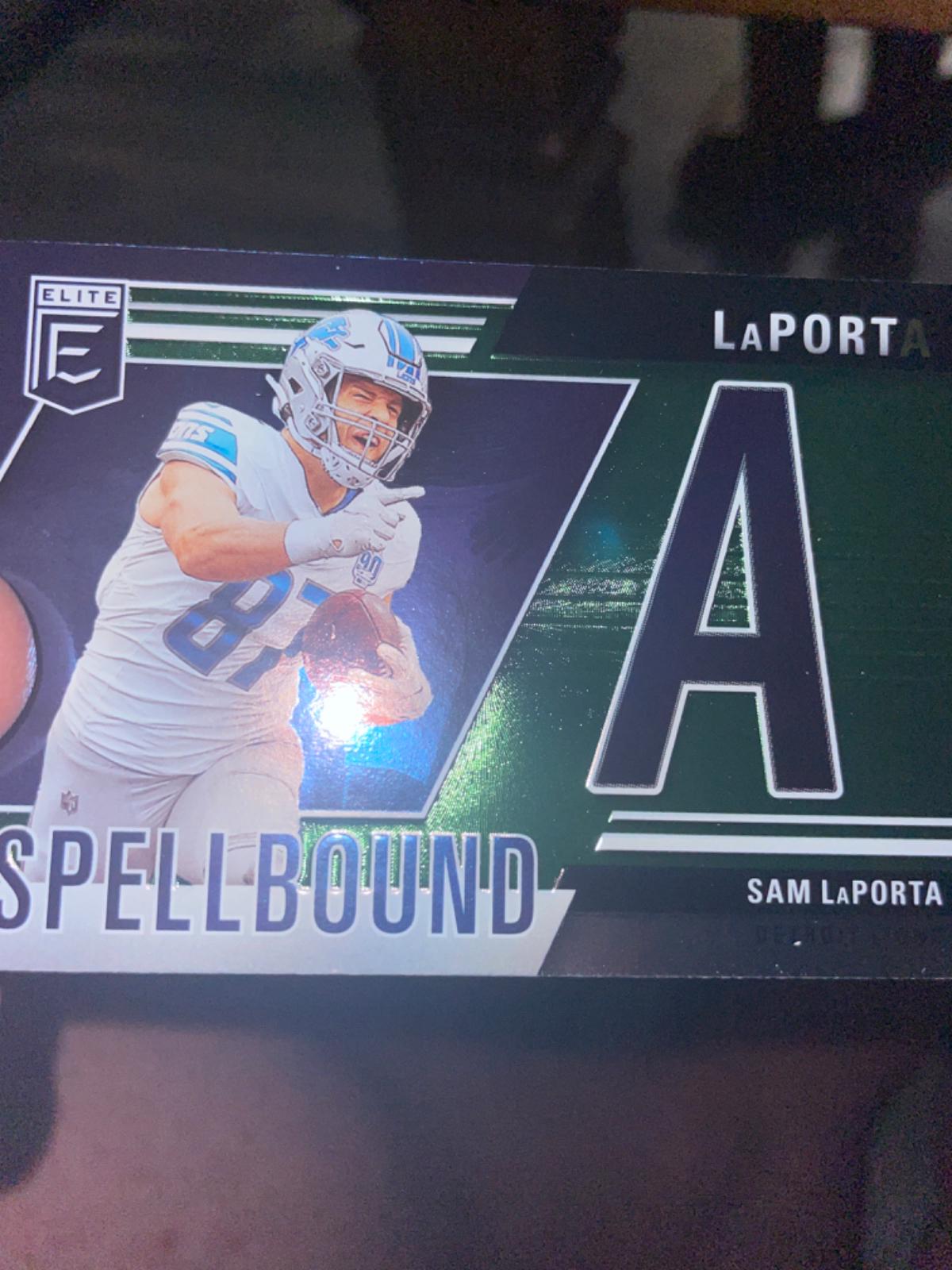 2024 Panini Donruss Elite Spellbound Sam LaPorta [Green] #11 card
