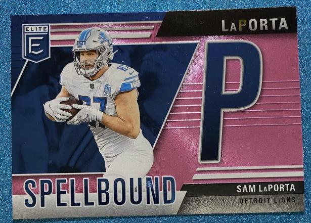 2024 Panini Donruss Elite Spellbound Sam LaPorta [Pink] #7 card