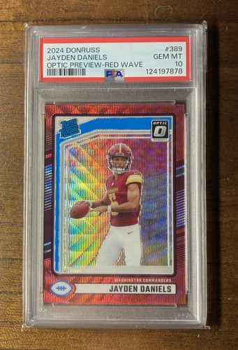 2024 Panini Donruss Jayden Daniels [Red Wave Optic Preview] #389 card