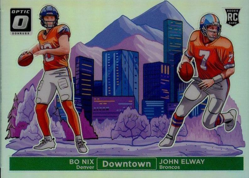 2024 Panini Donruss Optic Downtown Duos Bo Nix / John Elway #13 card