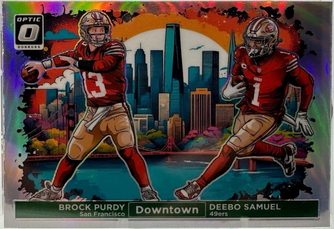 2024 Panini Donruss Optic Downtown Duos Brock Purdy / Deebo Samuel #2 card