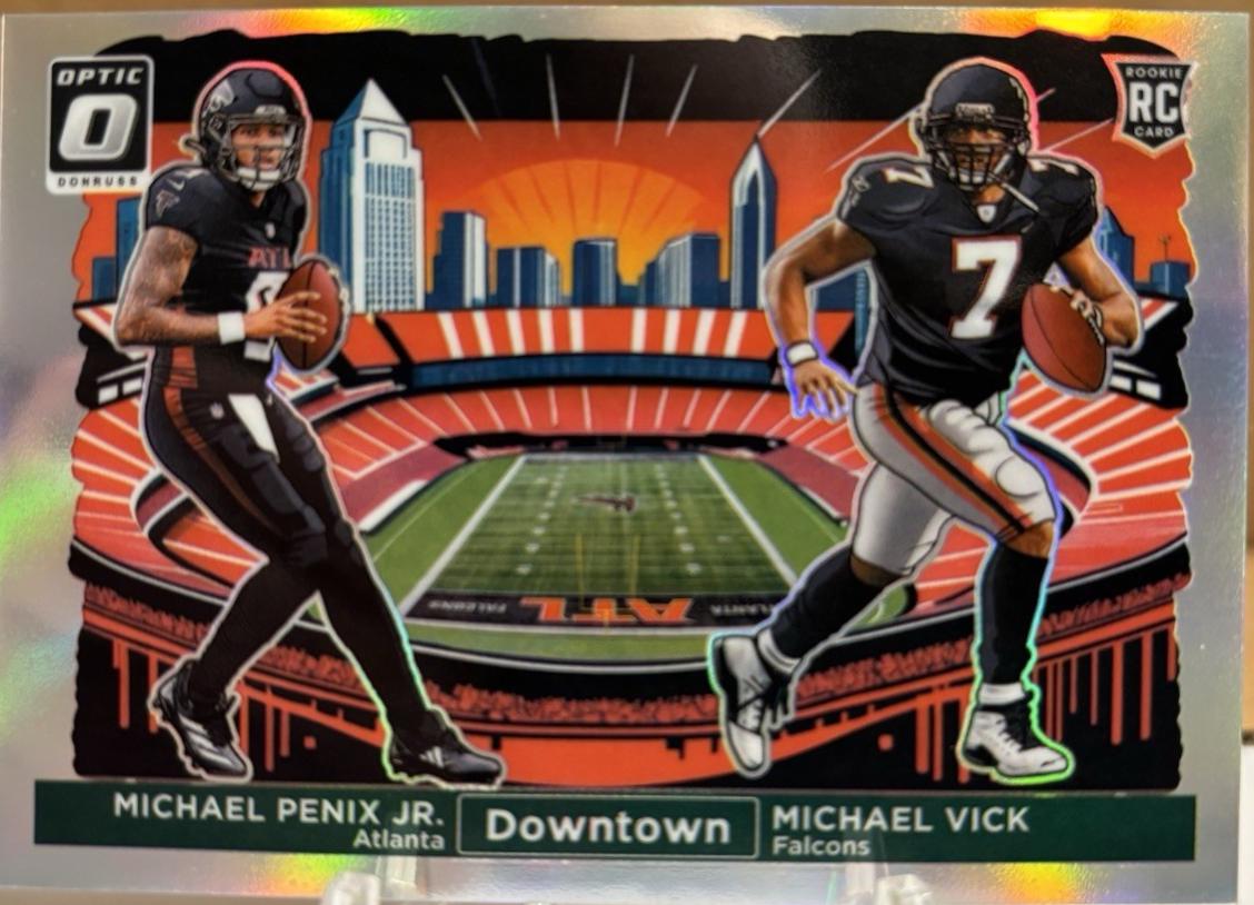 2024 Panini Donruss Optic Downtown Duos Michael Penix Jr. / Michael Vick #14 card