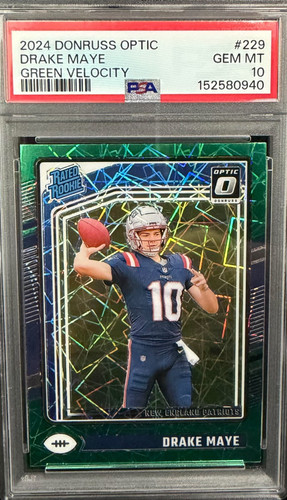 2024 Panini Donruss Optic Drake Maye [Green Velocity] #229 card