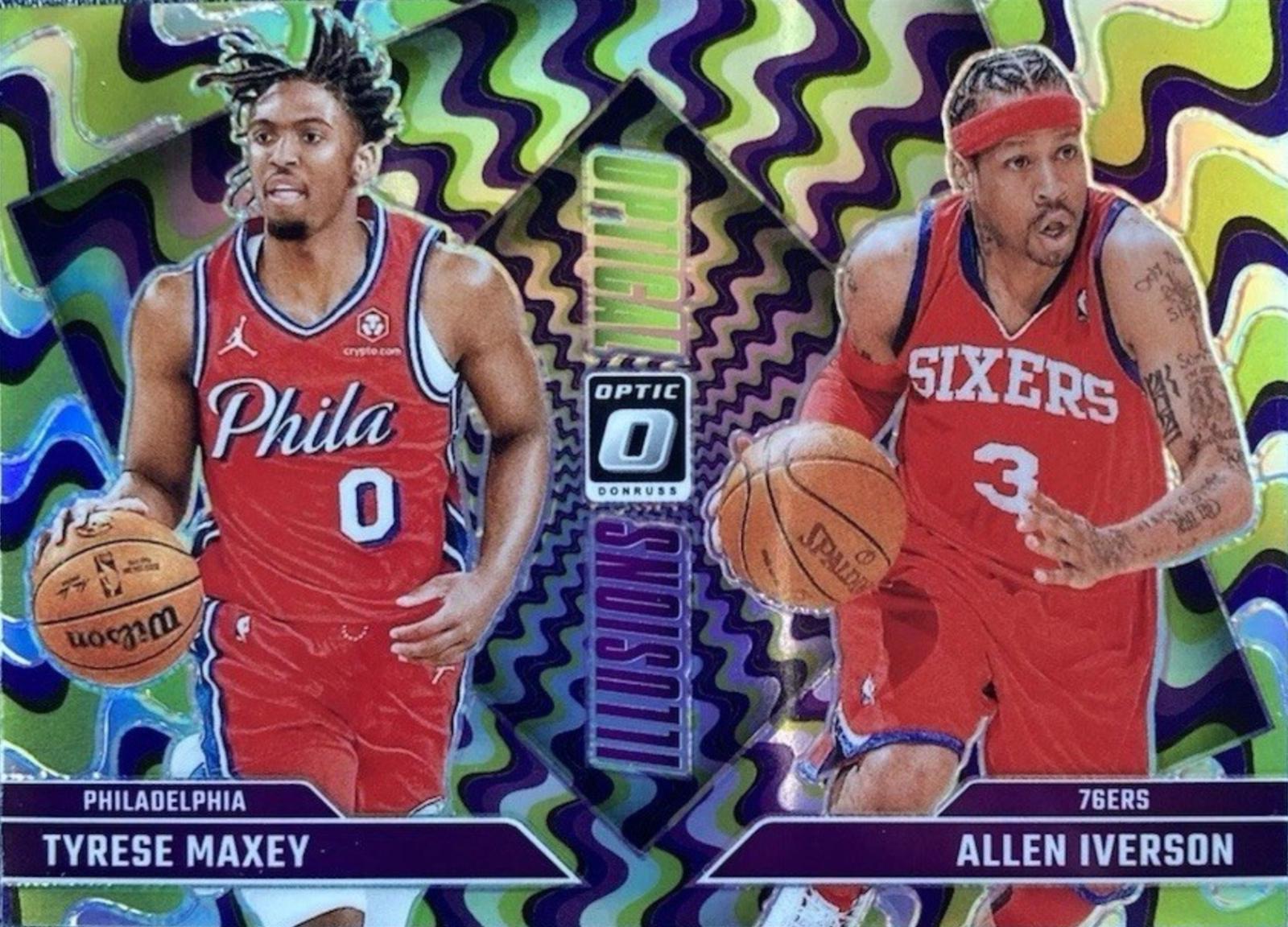 2024 Panini Donruss Optic Optical Illusions Allen Iverson / Tyrese Maxey #3 card