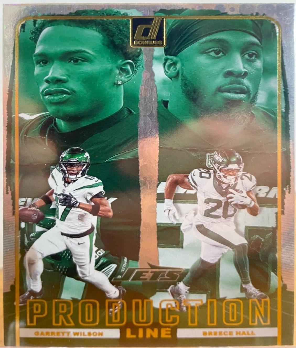 2024 Panini Donruss Production Line Breece Hall / Garrett Wilson #18 card