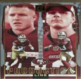 2024 Panini Donruss Production Line Brock Purdy / Christian McCaffrey #2 card