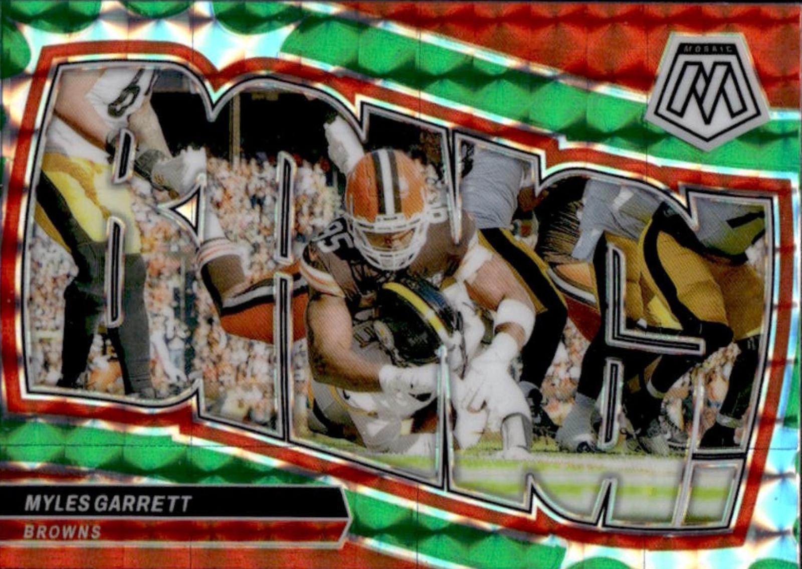 2024 Panini Mosaic Bang Myles Garrett [Green] #1 card