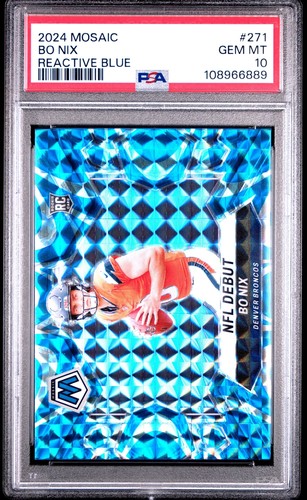 2024 Panini Mosaic Bo Nix [Blue Reactive] #271 card