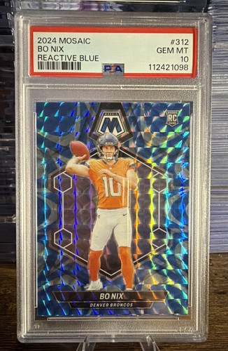 2024 Panini Mosaic Bo Nix [Blue Reactive] #312 card