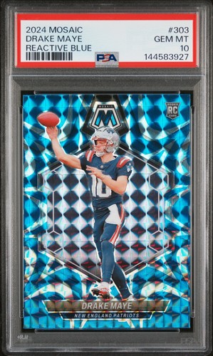 2024 Panini Mosaic Drake Maye [Blue Reactive] #303 card