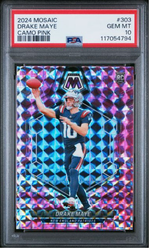 2024 Panini Mosaic Drake Maye [Camo Pink] #303 card